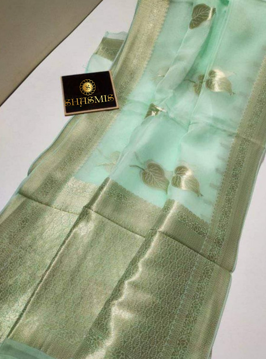 Mint Green Color Organza Saree