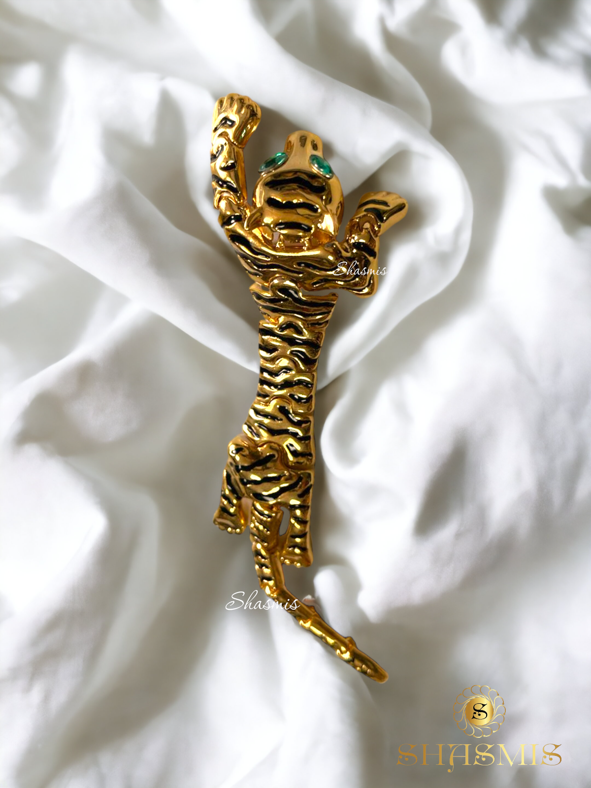 Tiger Design Golden Brooch