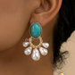 Turquoise Stone Pearl Earrings