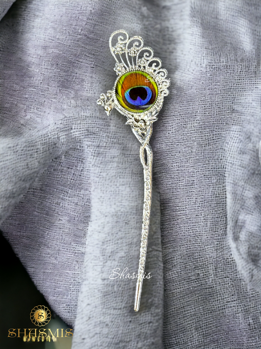 Peacock Design Silver Hair Pin