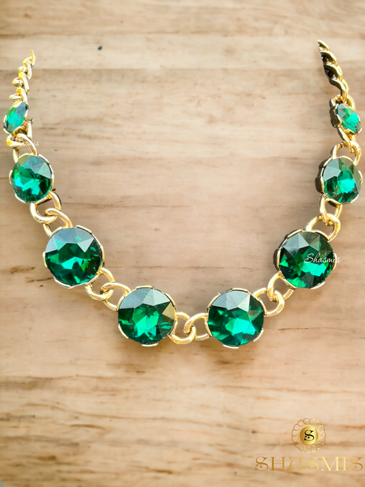 Green Rhein stone Fashion Necklace