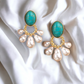 Turquoise Stone Pearl Earrings