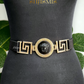 Black Color Buckle Belt With Golden Design Stretchable Belt