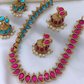 Double Side Necklace With Two Color Earrings