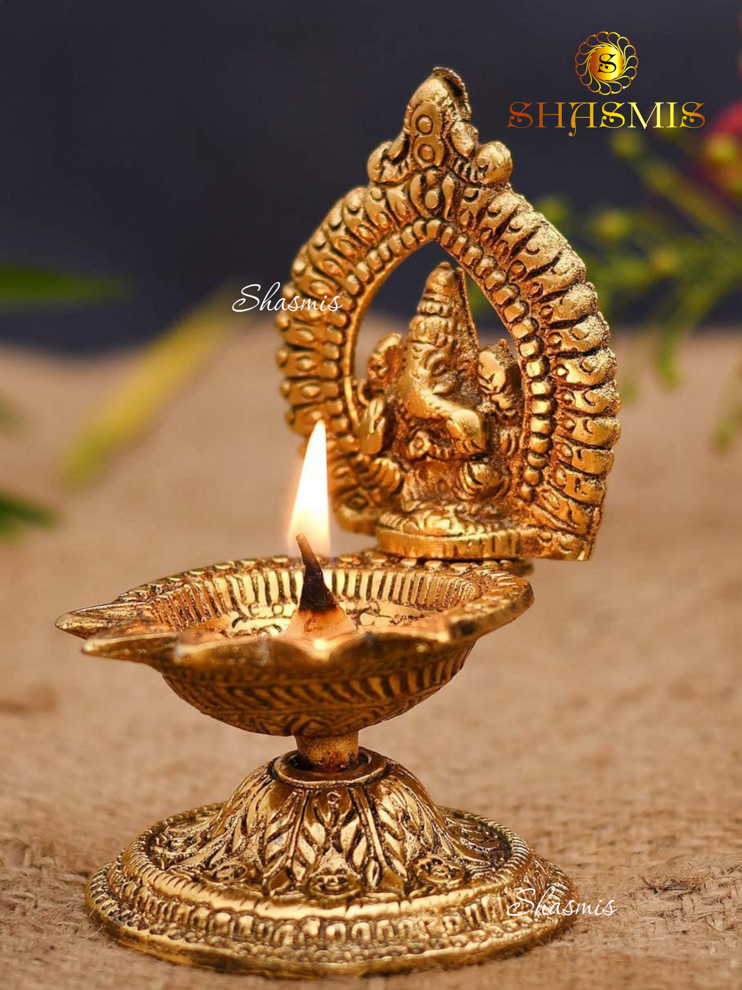 Ganesha Diya Oil Lamp - Hand Craved Diya for Puja Diwali Home Temple Articles Decoration Gifts