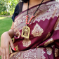 Wine Color Kanjeevaram Silk Blend Saree With Golden Zari Weaving Butas, Fine Quality