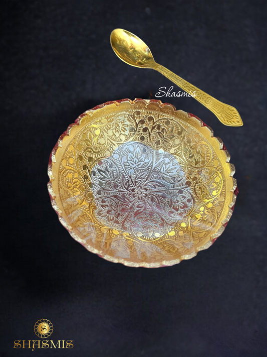 Gold and Silver Bowl Spoon Design Giftable Items