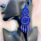 Violet Color Beads Embroidery Necklace With Earrings
