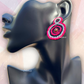 Pink and Black Color Embroidery Beads Necklace With Earrings