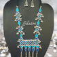 Blue Shade Oxidised Long Necklace With Earrings