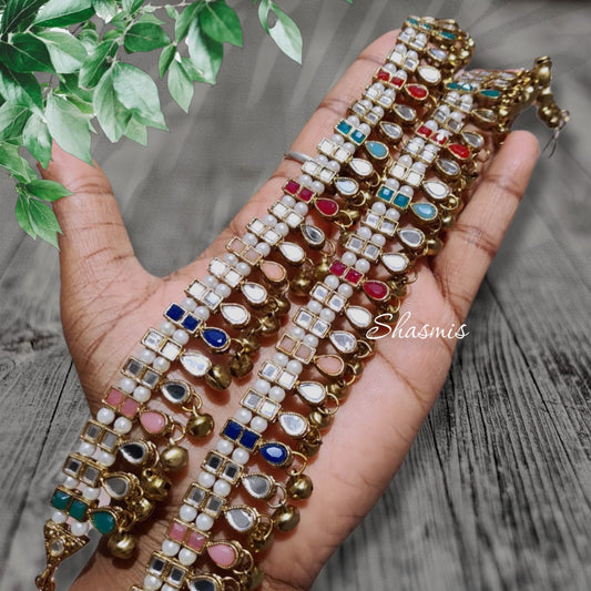 Kundan Pearl Anklets