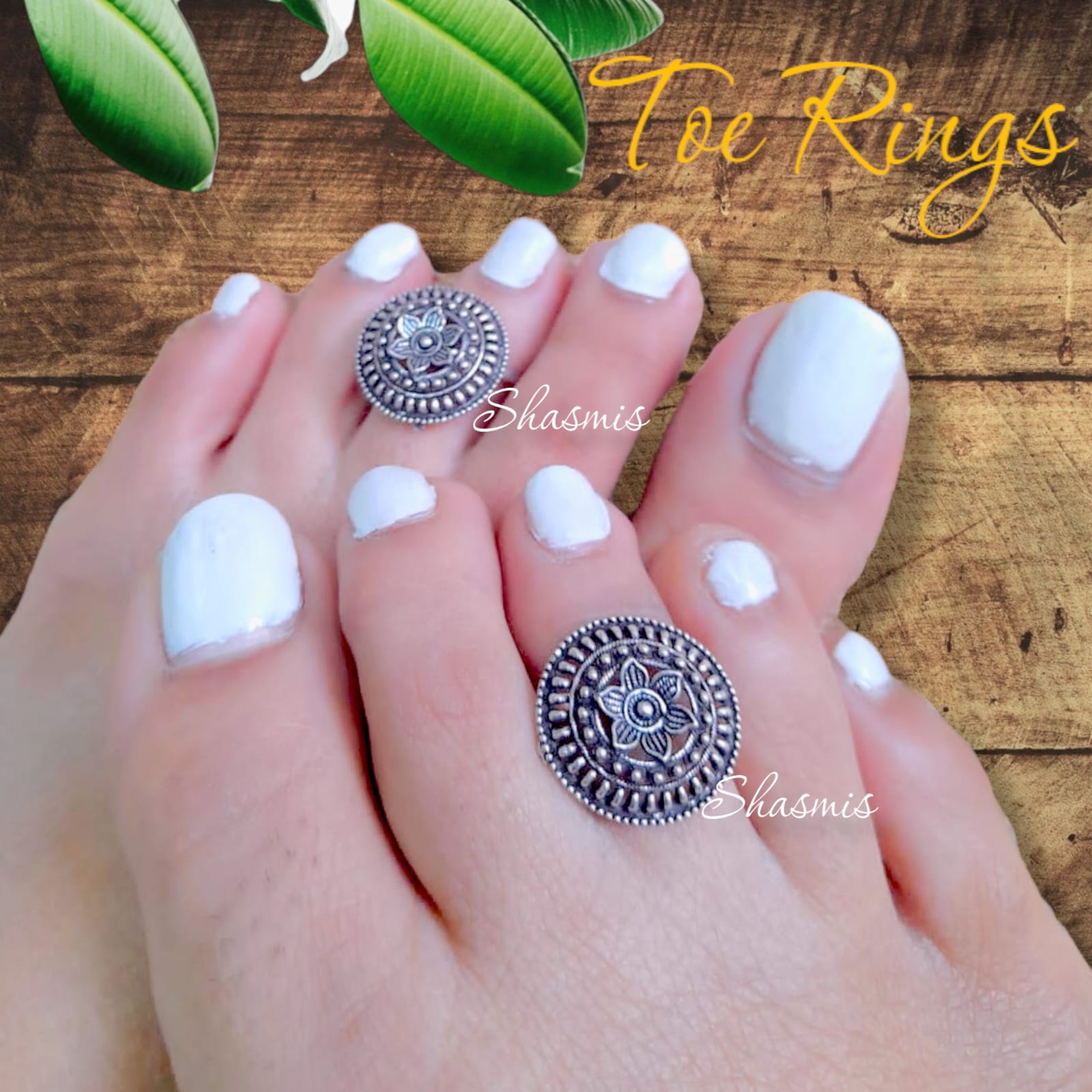 Oxidised Flower Toe Ring