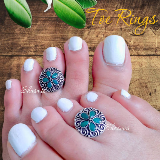 Greeen Oxidised Toe Rings
