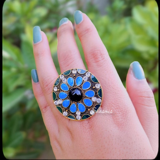 Turquoise Meenakari Ring