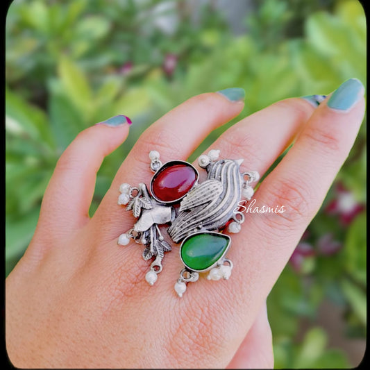 Emerald Ruby Coral Rings