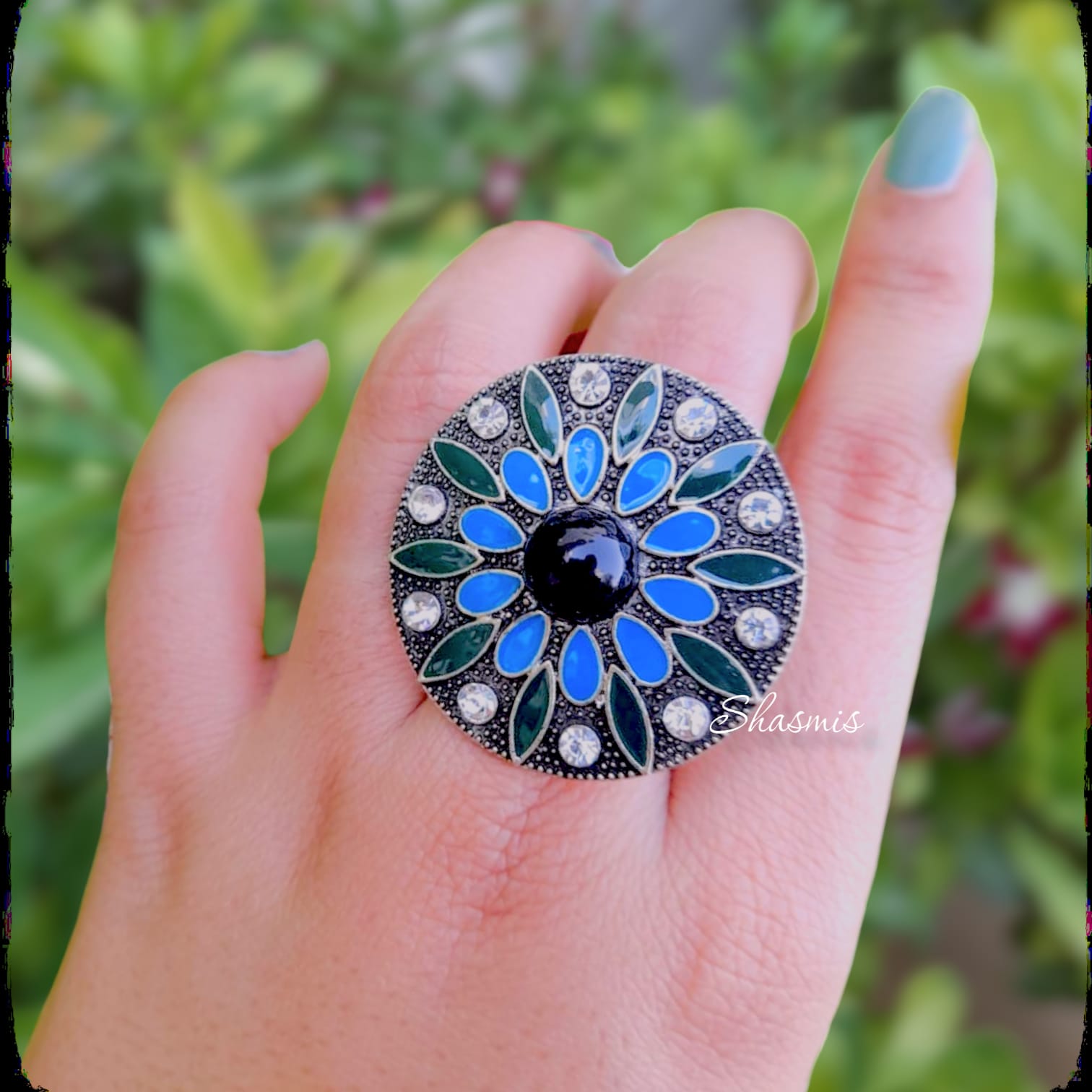 Green-Blue-Meenakari Rings