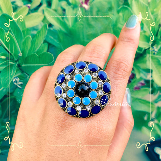 Blue Shade Meenakari Rings