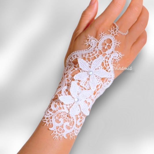 Lace Mitten Bracelets, Pair