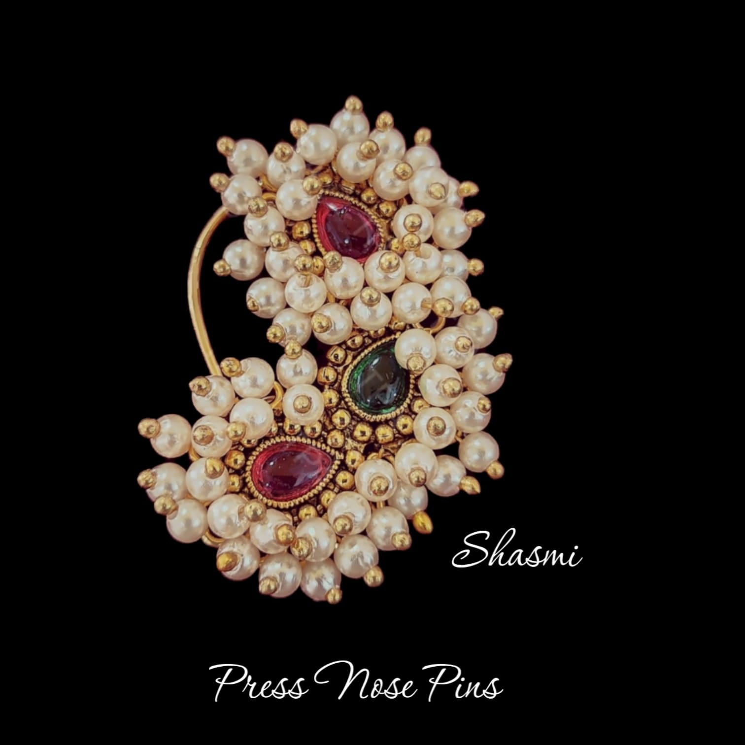Ruby and Green Press/Non-Pierced Nose Pin