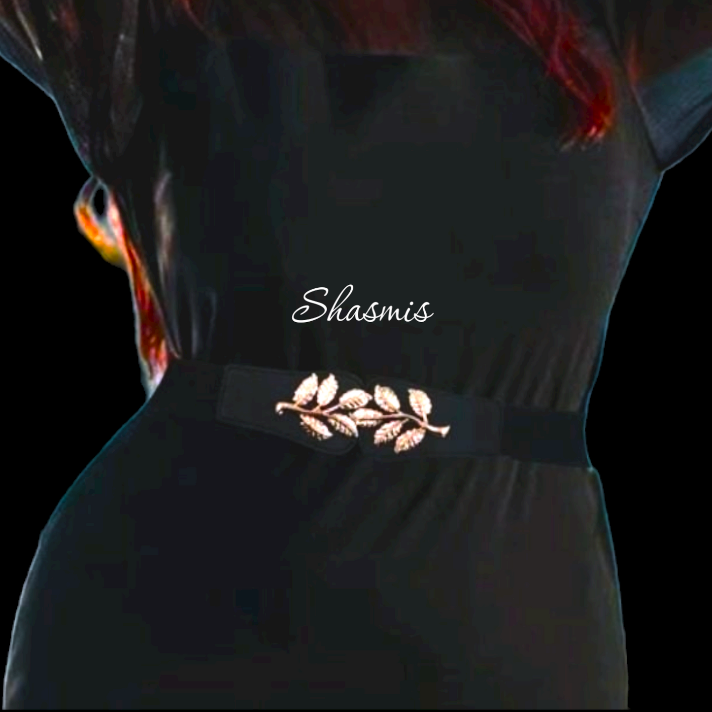 Black Leaf Stretchable Belt