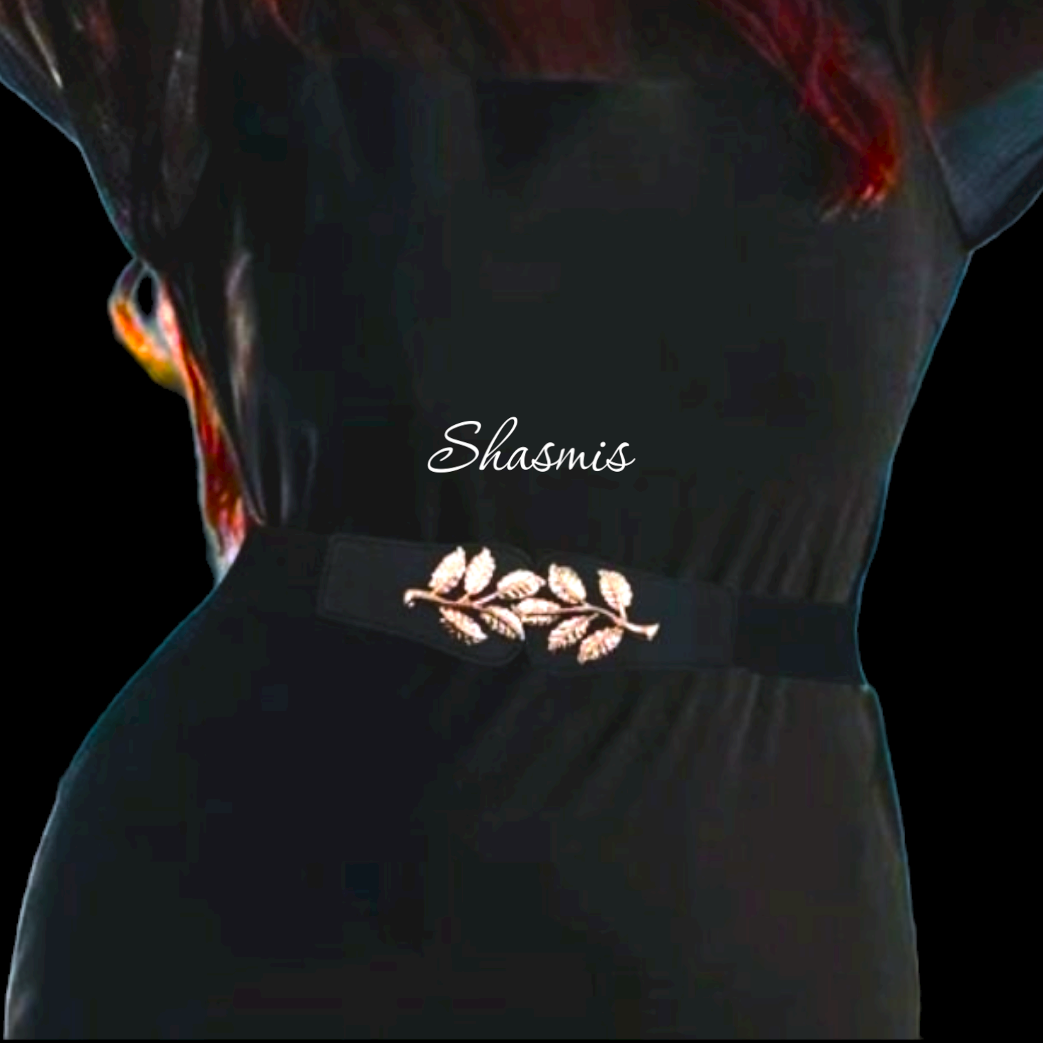 Black Leaf Stretchable Belt
