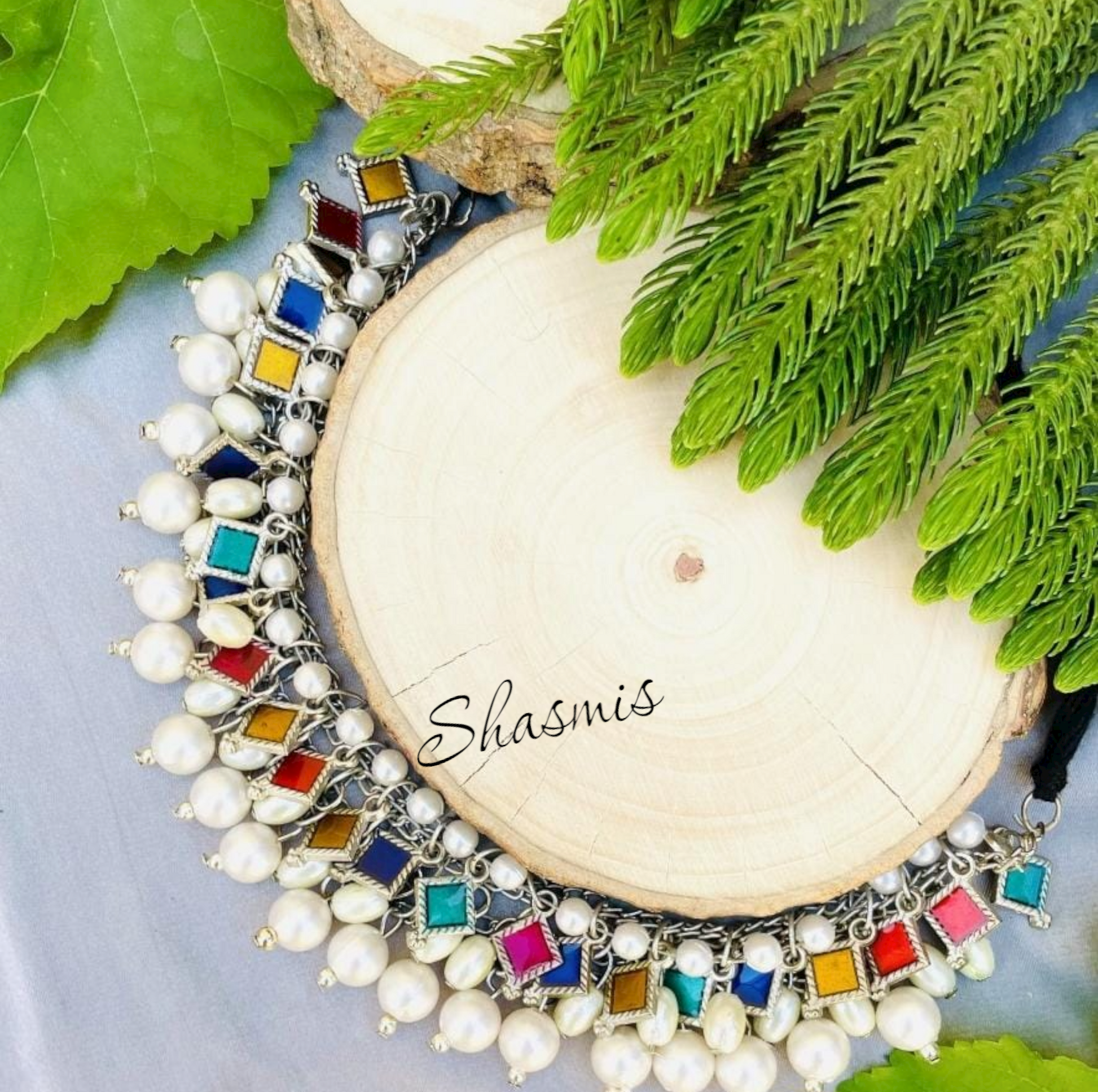 Multicolored Silver Tonned Choker Necklace