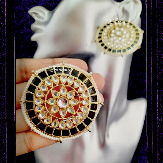 Black Meenakari Diamond Earrings