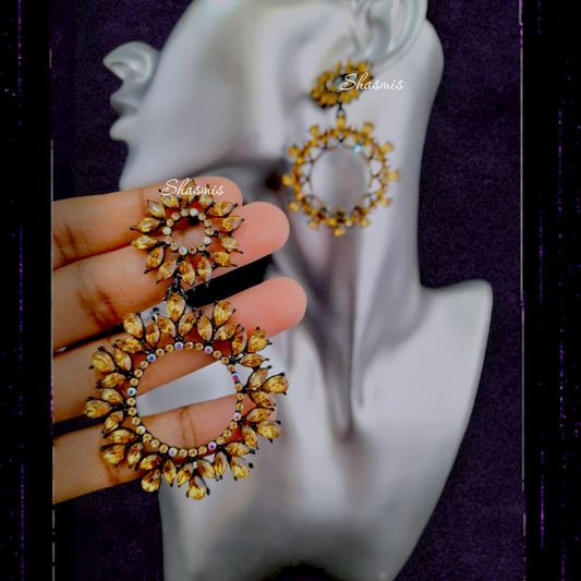 Golden Floral Drop Earrings