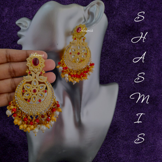 Red Yellow Jhumka Earrings