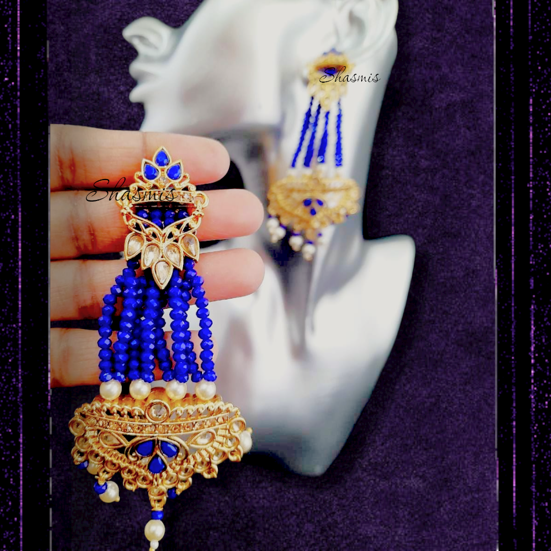 Blue Pearl Jhumka Earrings