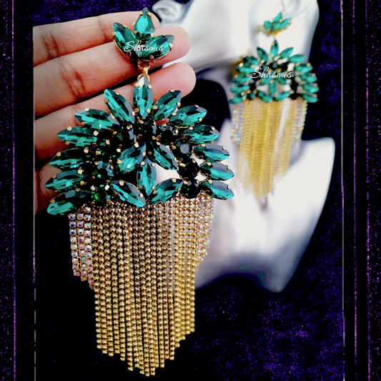 Green Diamond Long Earring