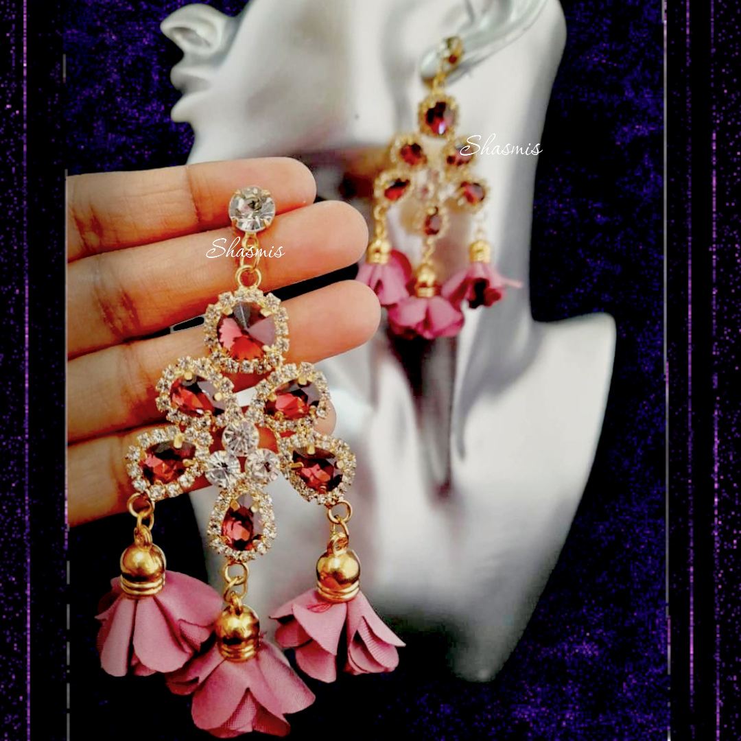 Flower Hanging Diamond Earrings