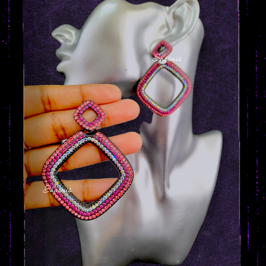 Purple Shade Square Drop Earrings