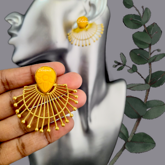 Yellow Stone Gold Plated Studs Earrings