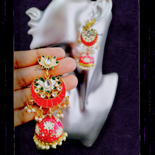 Pink Jhumka Earrings