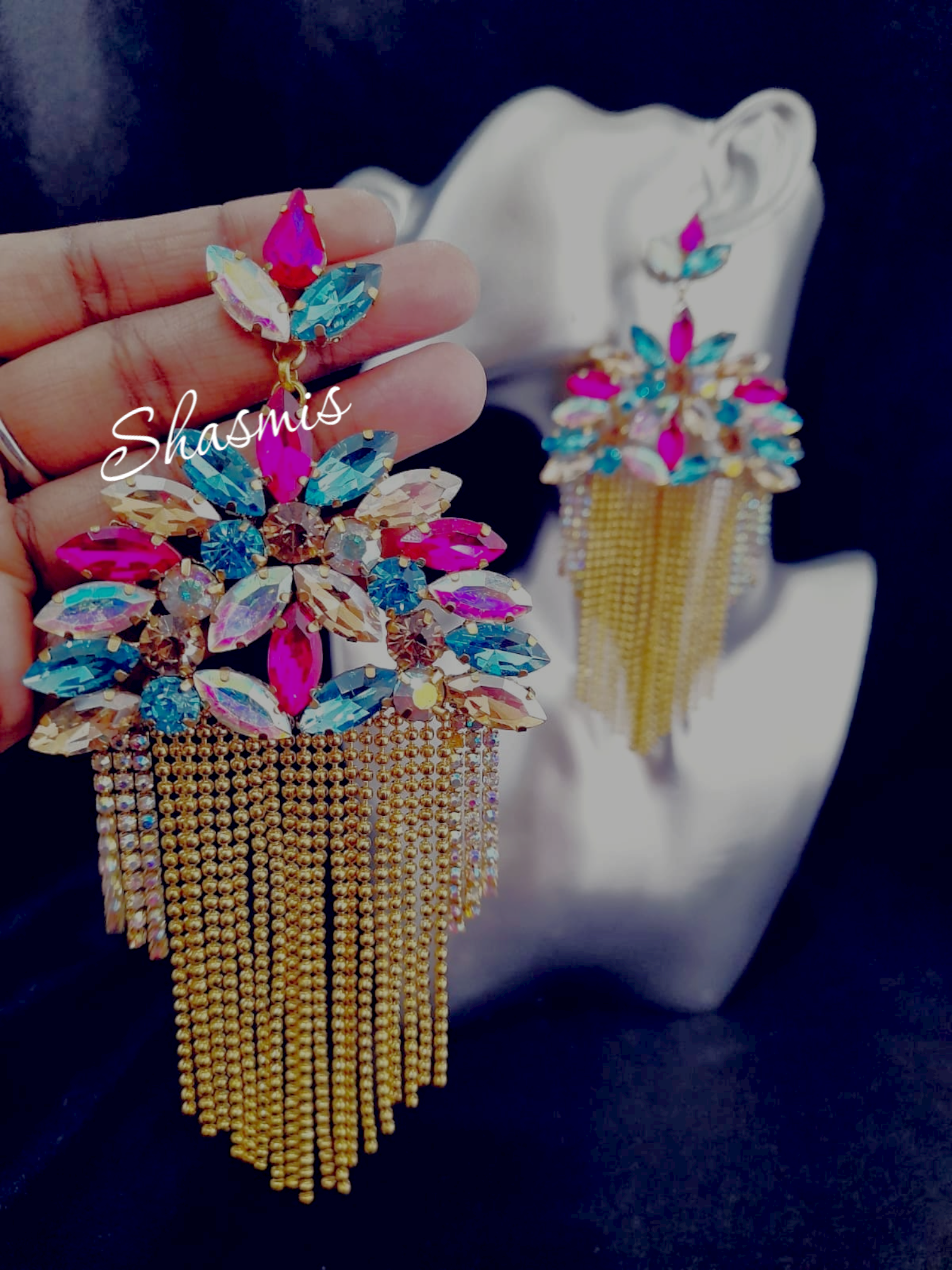Crystal Diamond Long Earring