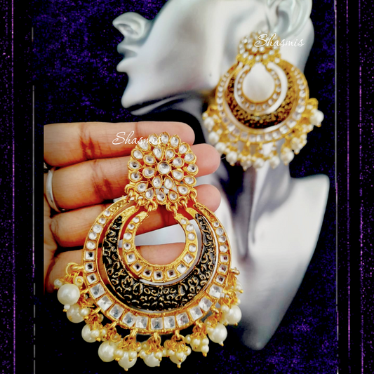 Black Layer Meenakari Earrings