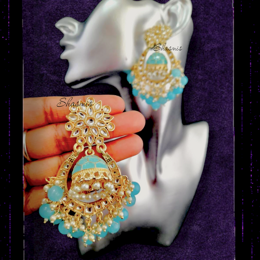 Sea Blue Colour Jhumka Earrings