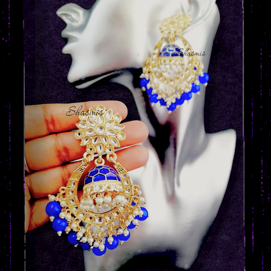 Blue Colour Jhumka Earrings