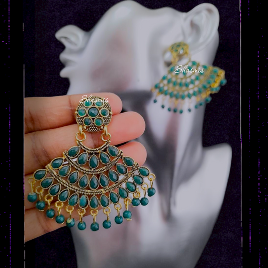 Green Shade layer Dangle Earrings
