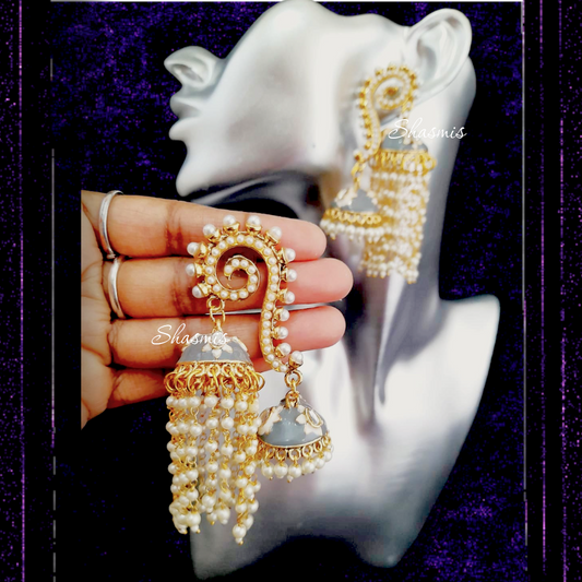 Grey-Hanging Design Earrings