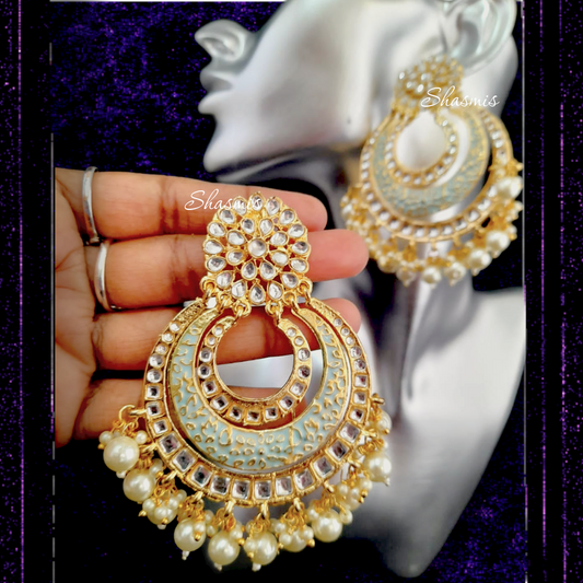 Mint Green Layer Meenakari Earrings
