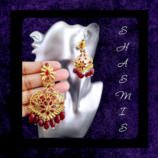 Brown Shade Golden Tone Earrings