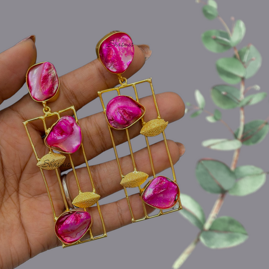 Gold Plated Pink Pearl Earrings