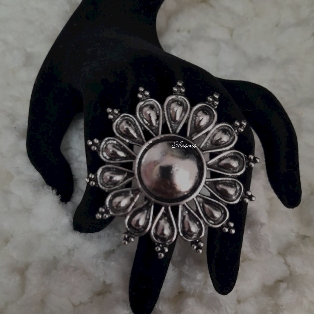 Wide Oxidised Silver Ring