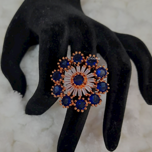 Blue Diamond Rose Gold Ring