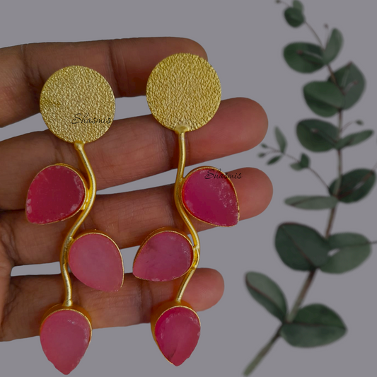 Pink Shade Leaf Design Earrings