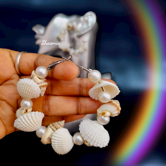 Pearls And Sea Shells Earrings
