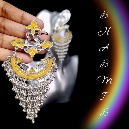 Yellow Color Long Drop Jhumka