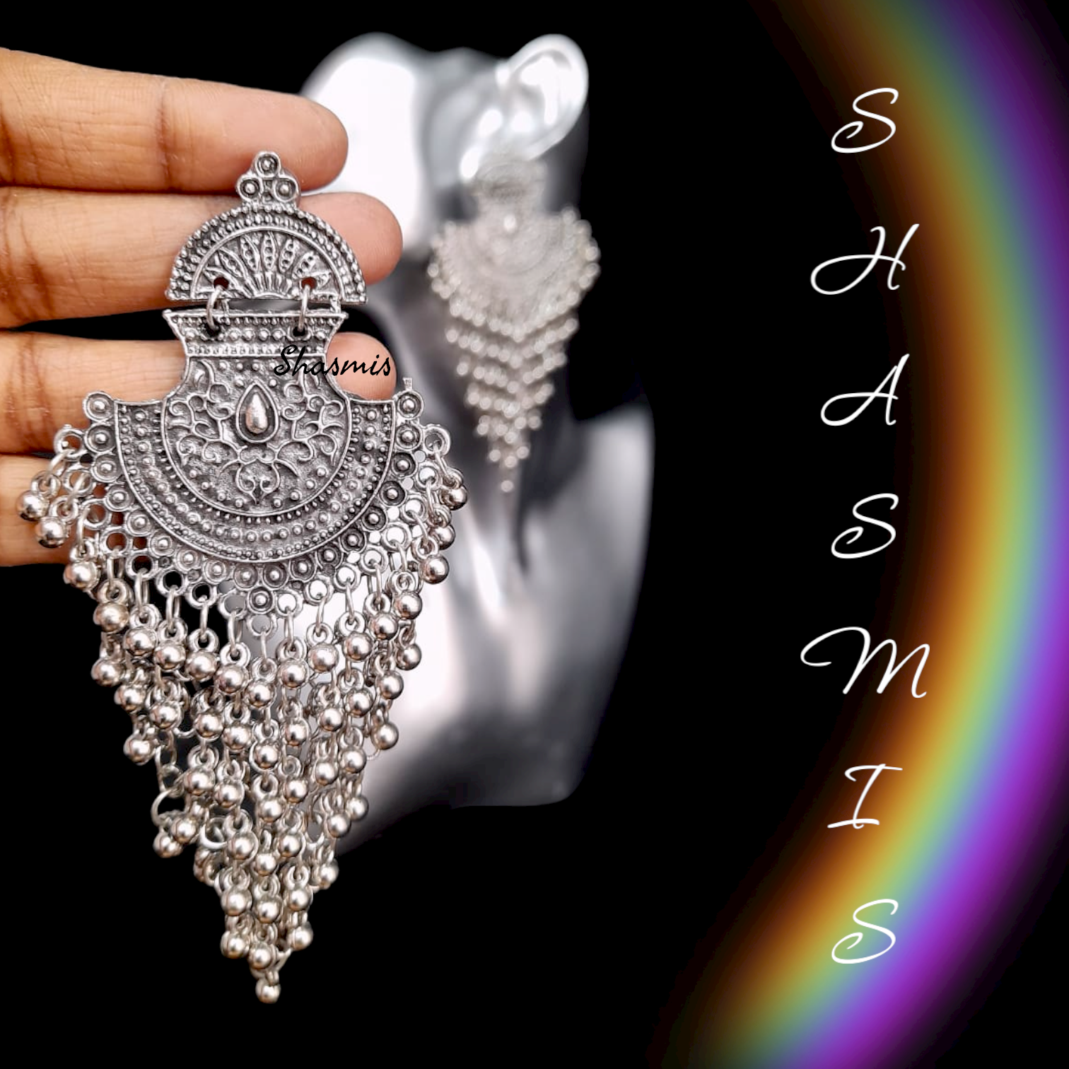 Oxidised Ghungroo On Drop Earrings